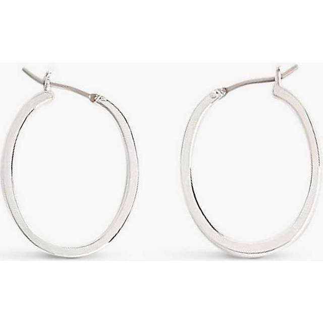 Whistles Womens Silver Mini Oval Thin Sterling-silver Brass Hoop Earrings 1 Size - SILVER