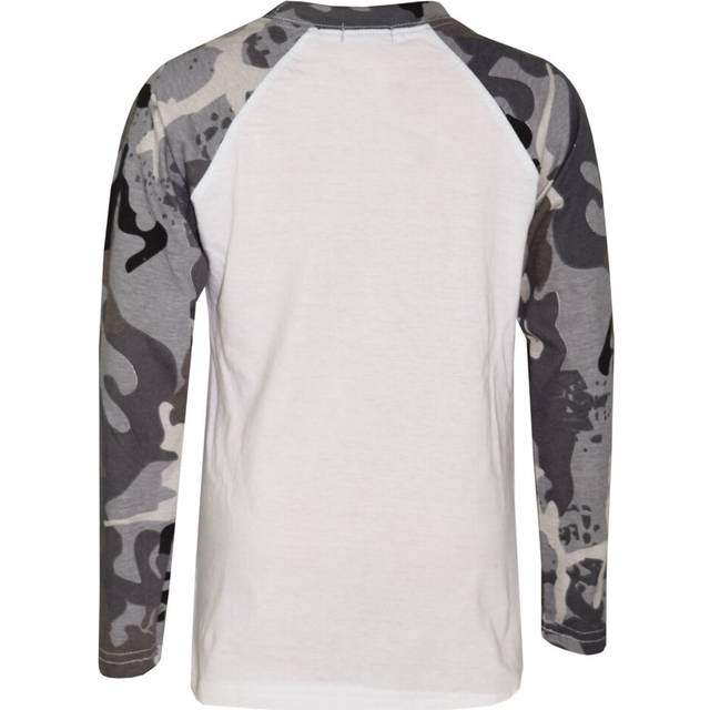 (7-8 Years) Kids Girls Boys Pyjamas Camouflage Charcoal Contrast Sleeves Nightwear PJS 2-13Y