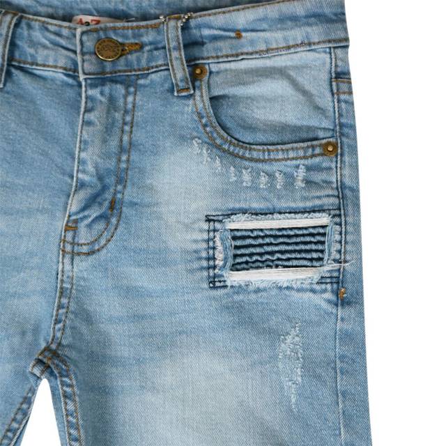 (9-10 Years) Kids Boys Shorts Denim Ripped Light Blue Chino Bermuda Jeans Short Knee Length