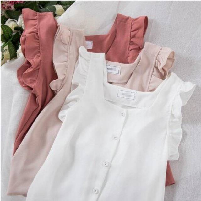 (S, White blouse) White Ruffled Blouse Sleeveless Summer Top Chiffon Blouse Boho Shirt Blusas Mujer De Moda 2020 Womens Tops And Blouses Clothes