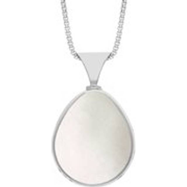 9ct White Gold Blue John Mother of Pearl Hallmark Double Sided Pear-shaped Necklace - Gold