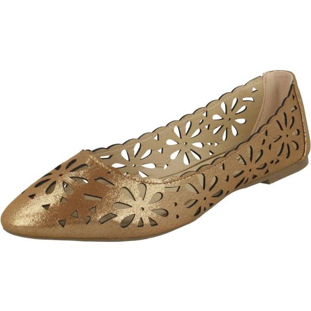 Spot On Ladies Flower Cut Out Ballerina Shoes