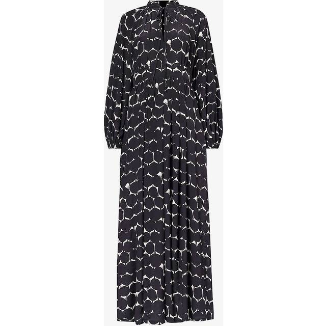 Max Mara Womens Black White Urbania Abstract-pattern Silk Maxi Dress 10 - BLACK WHITE