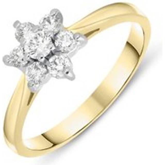 18ct Yellow Gold 0.37ct Diamond Flower Cluster Ring - N