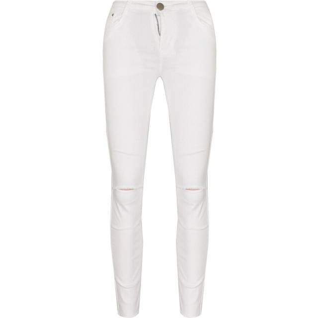 (5-6 Years) Girls Stretchy Jeans Kids White Denim Ripped Pants Frayed Trousers Age 5-13 Year