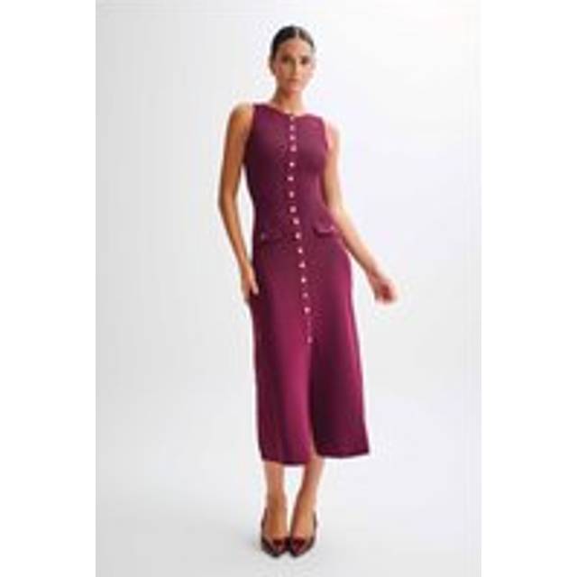 Sawyer Sleeveless Buttoned Maxi Dress - Plum I MESHKI I Size M