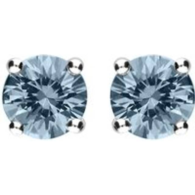 18ct White Gold 0.90ct Aquamarine Solitaire Stud Earrings