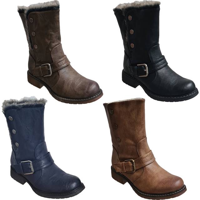 Womens cipriata winter boots mid calf biker style lined fashion boot uk4-8