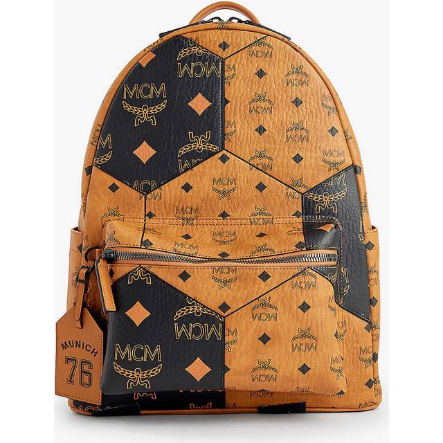 Mcm Mens Cogc Euro 2024 Medium Monogram-print Faux-leather Backpack 41x31x15cm - COGNAC