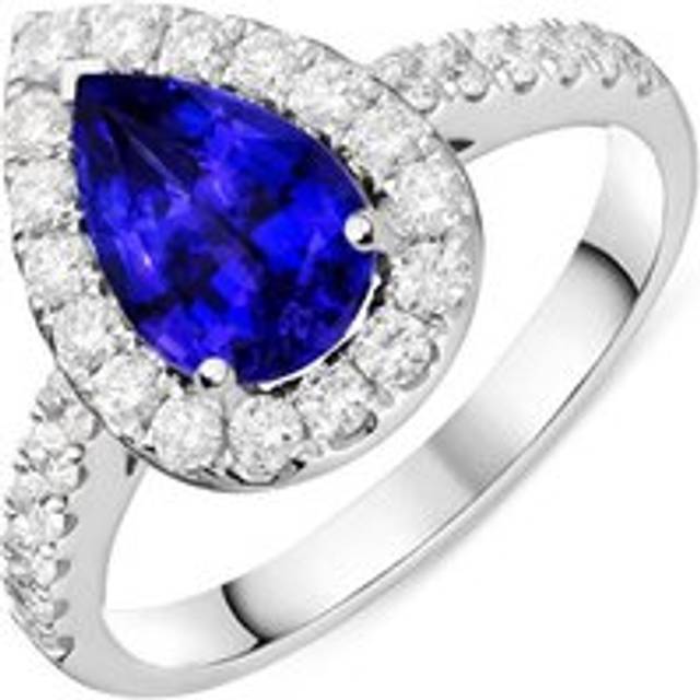 18ct White Gold 1.65ct Tanzanite 0.63ct Diamond Pear Cut Halo Ring