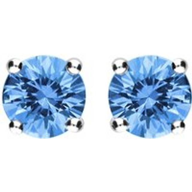 18ct White Gold 0.93ct Aquamarine Solitaire Stud Earrings - Option1 Value White Gold