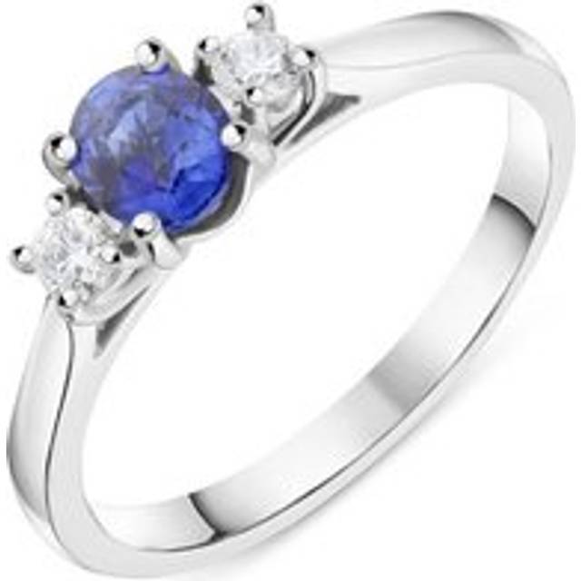 18ct White Gold 0.55ct Sapphire Diamond Oval Trilogy Ring
