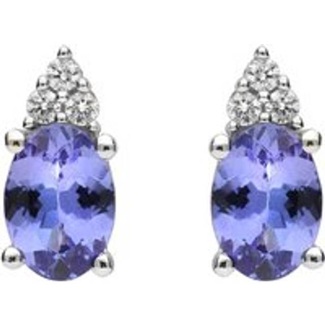 18ct White Gold Tanzanite and Diamond Drop Stud Earrings