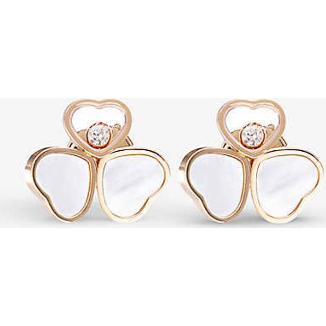Chopard Womens 18-carat Rose Gold Happy Hearts Wings 18ct Rose-gold, 0.1ct Brilliant-cut Diamond and Mother-of-pearl Earrings