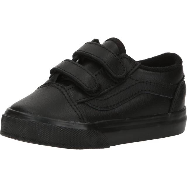 Vans unisex for kids. VN0009RCHF91 Old Skool V leather trainers black (22), Flat, Suede, Velcro, Casual, children's fashion