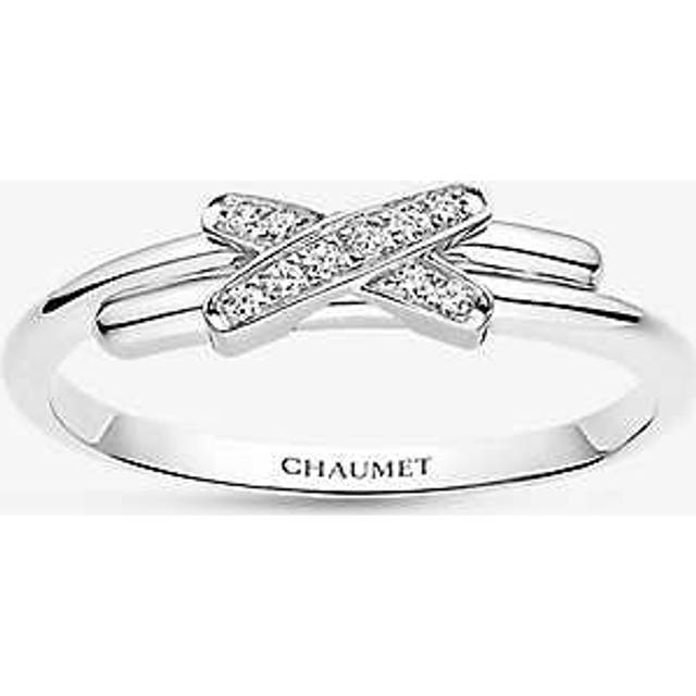 Chaumet Womens White Gold Jeux De Liens 18ct and 0.05ct Brilliant-cut Diamonds Ring 51mm - WHITE GOLD