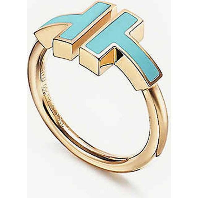 Tiffany & Co Womens Gold T Square 18ct Rose-gold and Tuquoise Ring 8 - GOLD