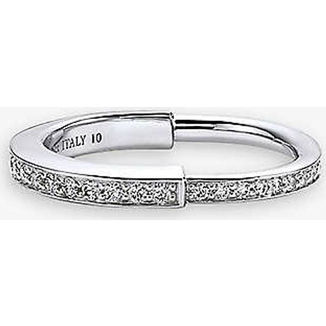 Tiffany & Co Womens White Gold Lock 18ct White-gold and 0.35ct Round-brilliant Diamond Ring 7.5 - WHITE GOLD