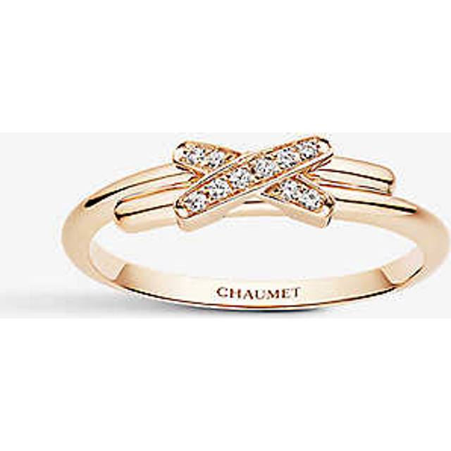 Chaumet Womens Pink Gold Jeux De Liens 18ct Rose-gold and 0.05ct Brilliant-cut Diamond Ring 48mm - PINK GOLD