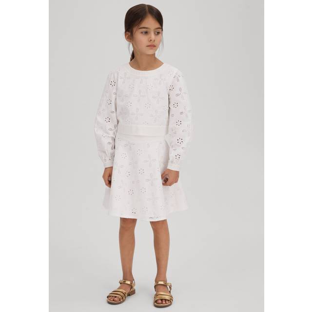 Reiss Girls Ivory Kids Nella Flared Cotton-broderie Skirt 4-14 Years 4-5 - IVORY