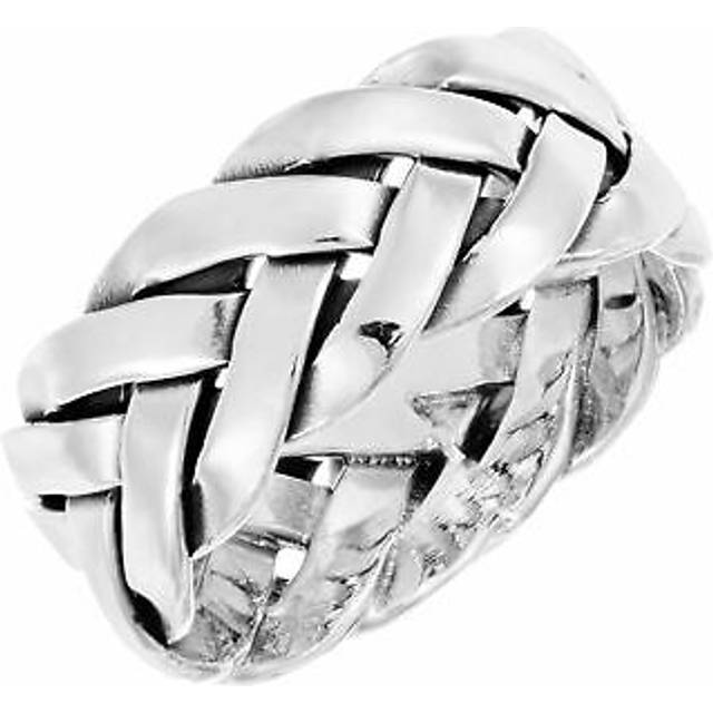 Sterling Silver Chunky Braid Ring Wide Woven Band for Him and Her | RingSize: UK (X 1/2) US (12) EU (26.5)