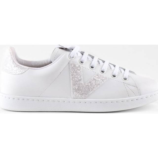 Leather Trainers Victoria tennis glitter - Blanc