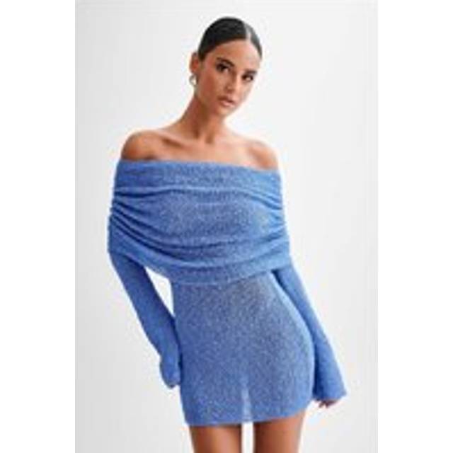 Marisol Off Shoulder Boucle Mini Dress - Periwinkle - XXL
