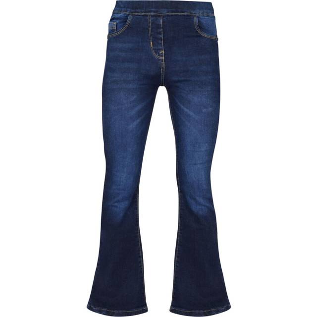 (7-8 Years, Dark Blue) Girls Denim Dark Blue Stretchy Flared Bell Jeans