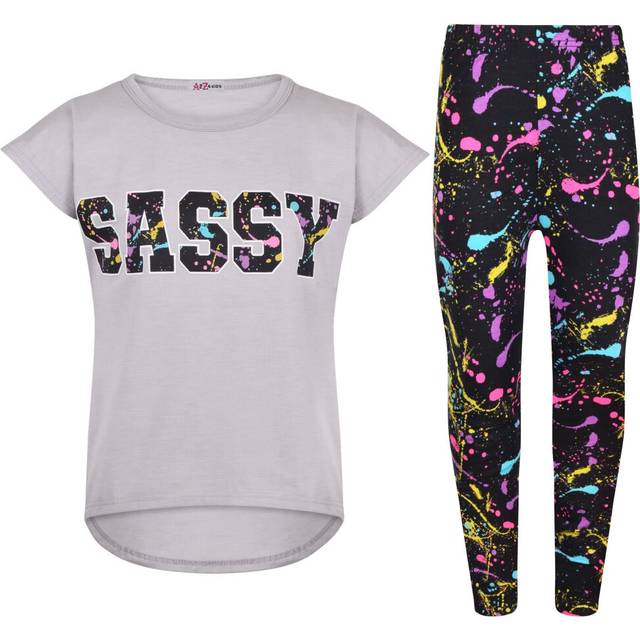 (13 Years, Baby Pink) Girls Baby Pink Sassy Print Splash Top & Leg Set
