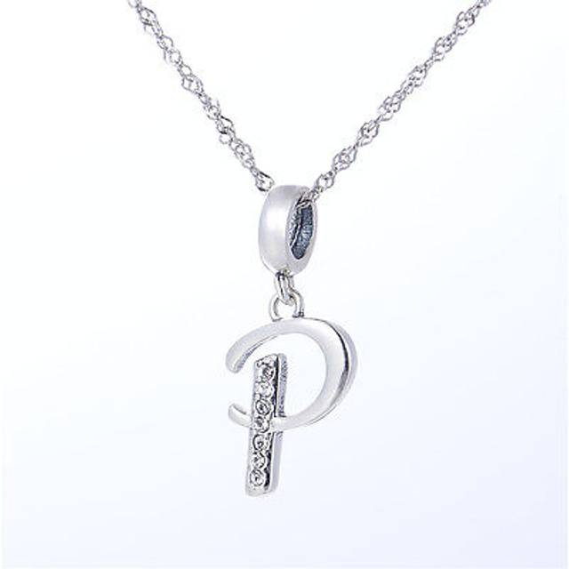 Letter 'p' initial pendant charm, silver jewellery, alphabet charms for bracelet