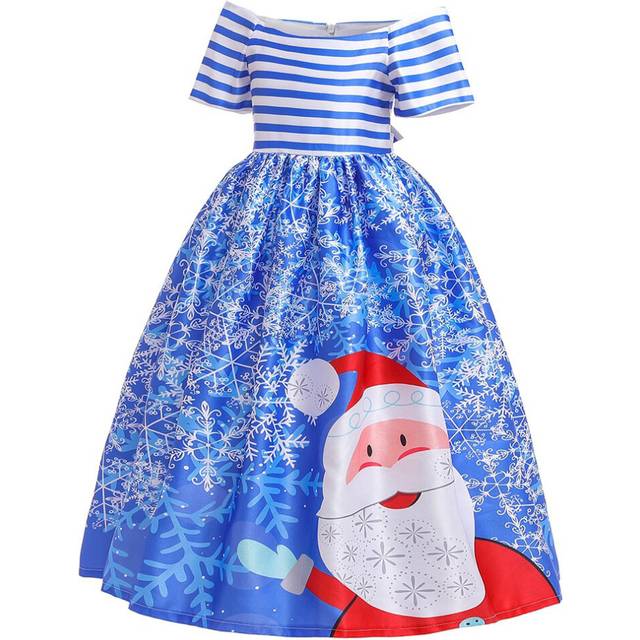 (Style 08, 11-12Years) Kids Girls Christmas Cartoon Print dress Party UK