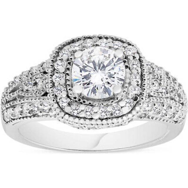 1/3ct Vintage Cushion Halo Engagement Diamond Ring Antique Filigree 14k Round