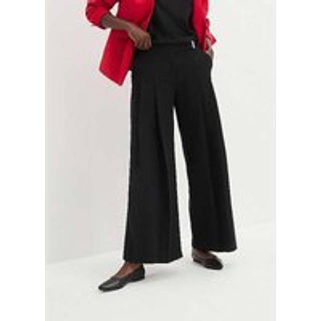 bonprix Pleated Palazzo Trousers - Black