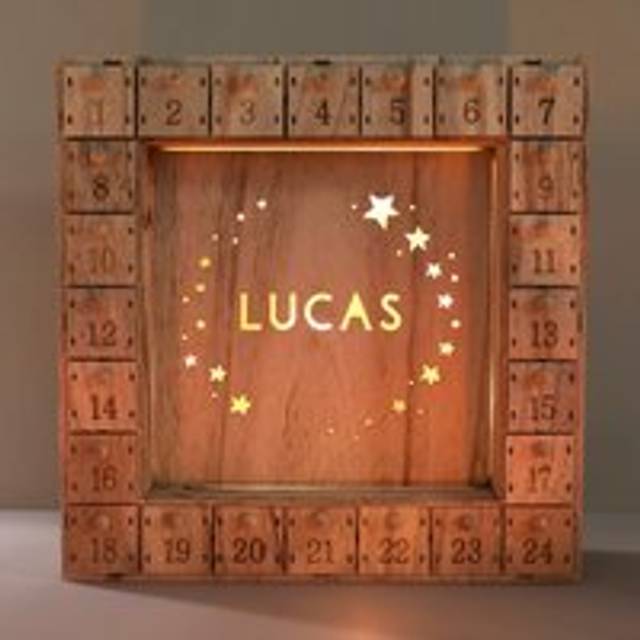 Personalised Fill Your Own Wooden Stars Advent Calendar Light Box - natural - one size
