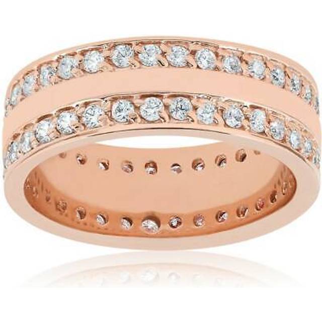 1/2ct Double Row Diamond Eternity Wedding Ring 14k Rose Gold Double Row Band