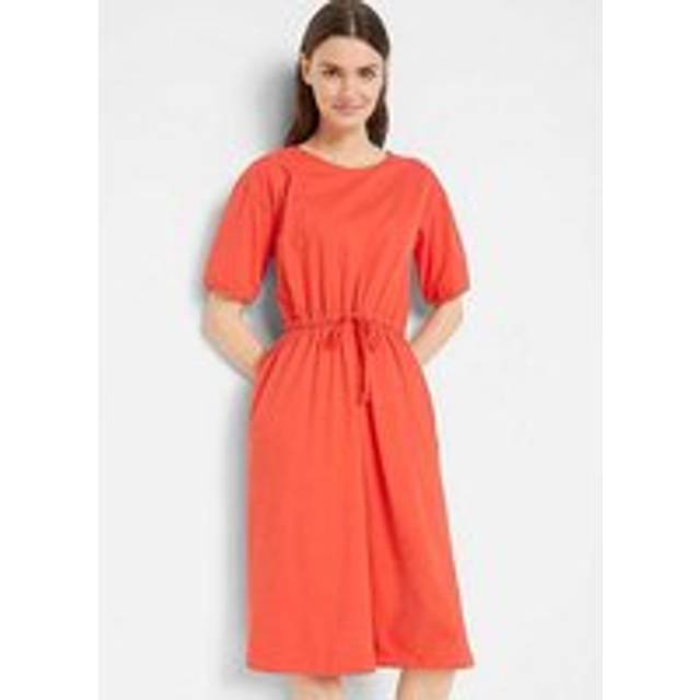 bonprix Smocked Tie Waist Midi Dress - Bright Red