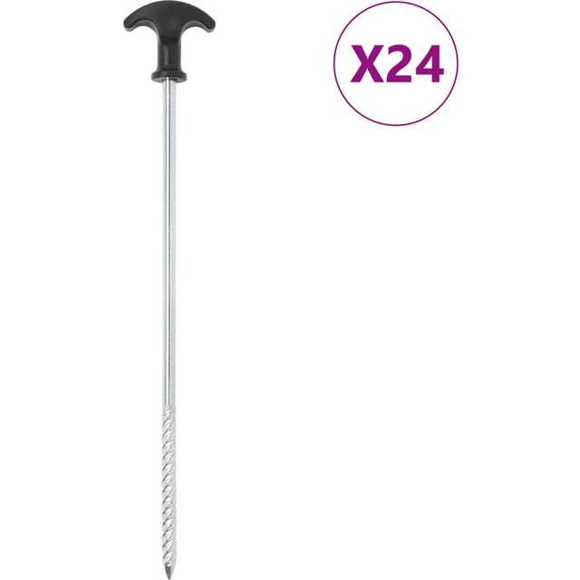 vidaXL Tent Pegs 24 pcs 30 cm Ø7 mm Galvanised Steel