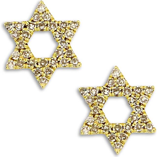 Meira T 14K Yellow Gold Diamond Star of David Stud Earrings