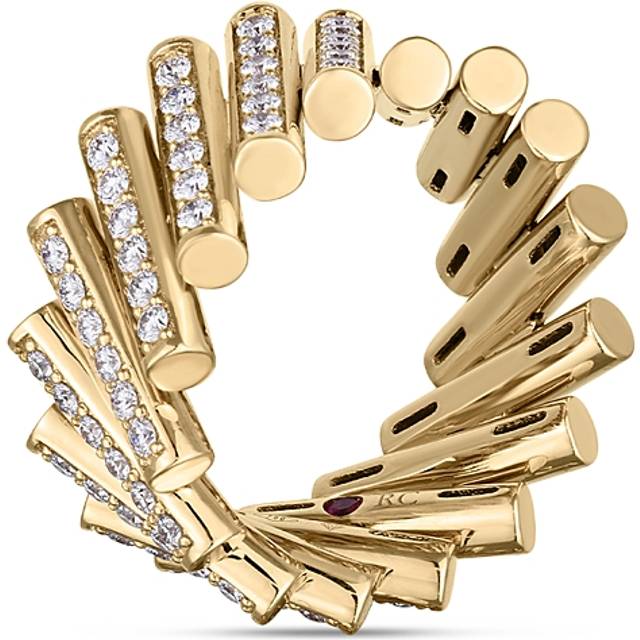 Roberto Coin 18K Yellow Gold Domino Diamond Pave Diagonal Ring