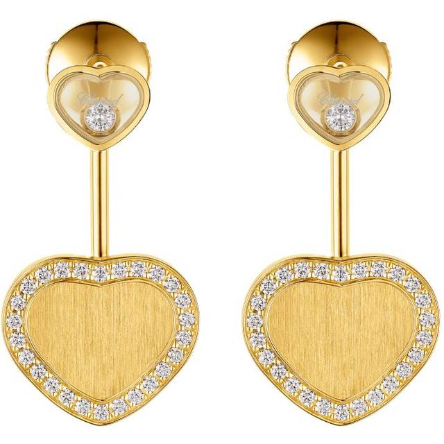 Chopard Yellow Gold and Diamond Happy Hearts Golden Hearts Earrings - One size