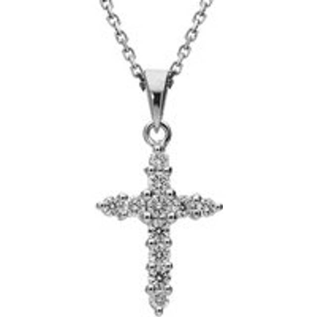 18ct White Gold 0.67ct Diamond Cross Necklace - White Gold