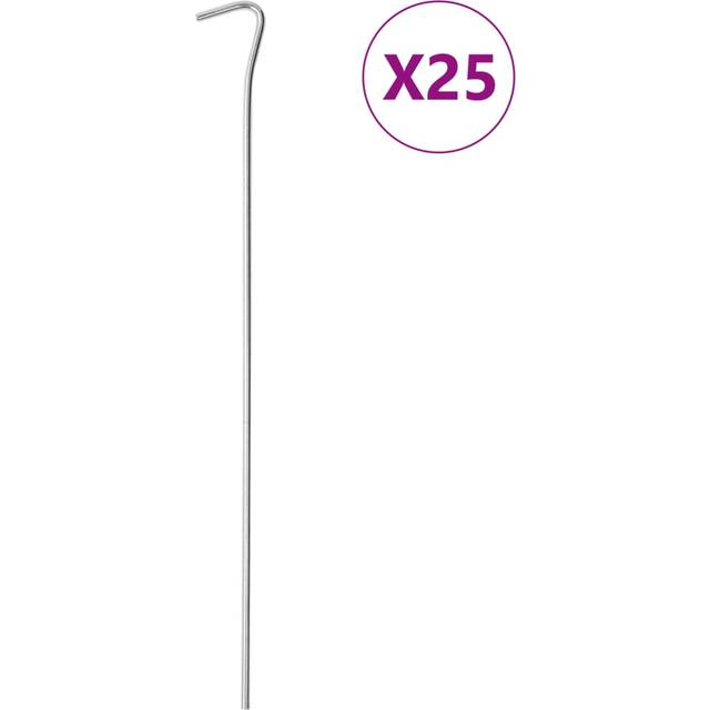 vidaXL Tältpinnar 25 st 30 cm Ø4 mm galvaniserat stål