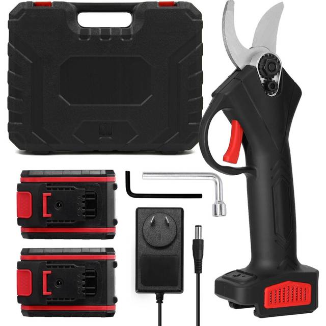 (2 battery AU Plug) 21V Cordless Electric Pruning Shear Rechargeable 1200mAh Lithium Battery Charger Powered Tree Branch Pruner Garden Clippers 30mm