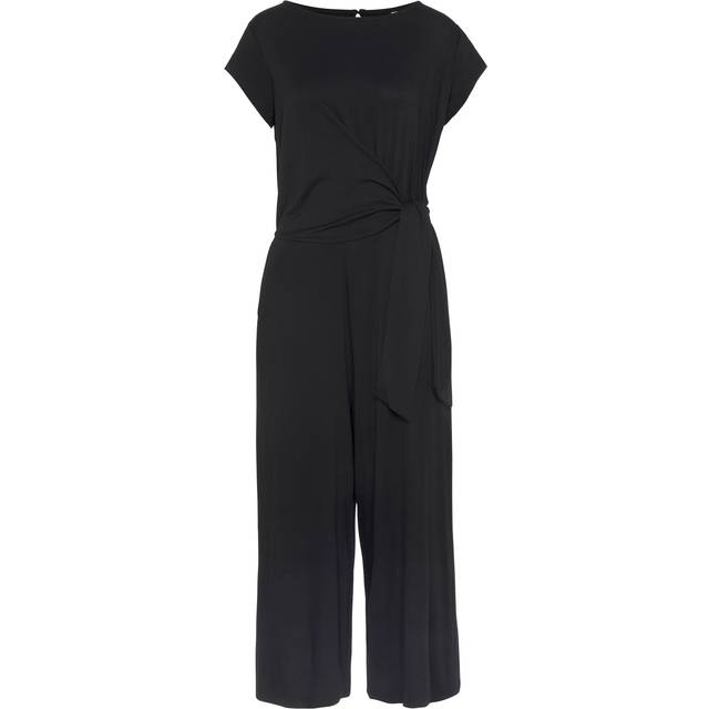 LASCANA Short Sleeve Culotte Jumpsuit - Black