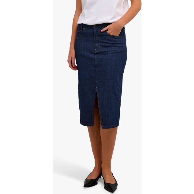 MY ESSENTIAL WARDROBE Dekota Denim High-Waisted Midi Skirt, Dark Blue