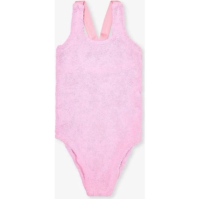 Hunza G Girls Bubblegum/bubblegum Kids Lara Crinkled Swimsuit 7-12 Years