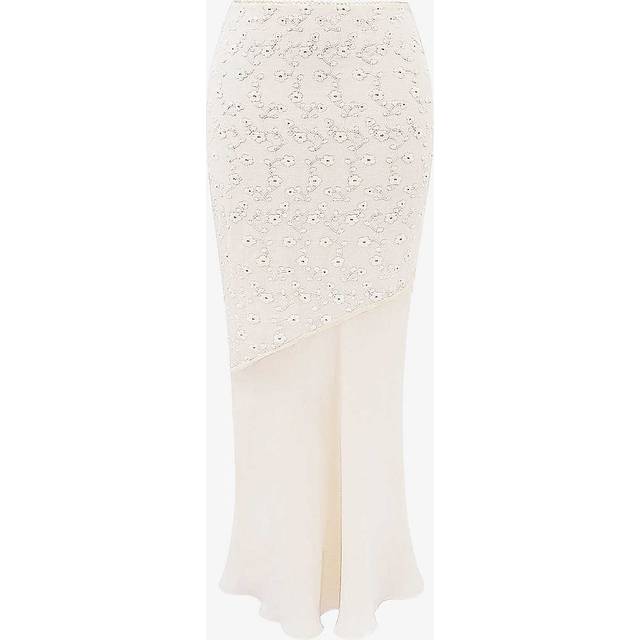 House of Cb Womens Vintage Cream Lana Broderie-anglaise Cotton-blend Maxi Skirt L - VINTAGE CREAM