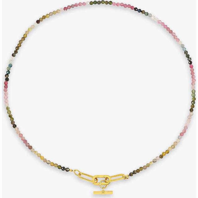 Rachel Jackson Tourmaline Gemstone T-Bar Necklace, Gold, Women