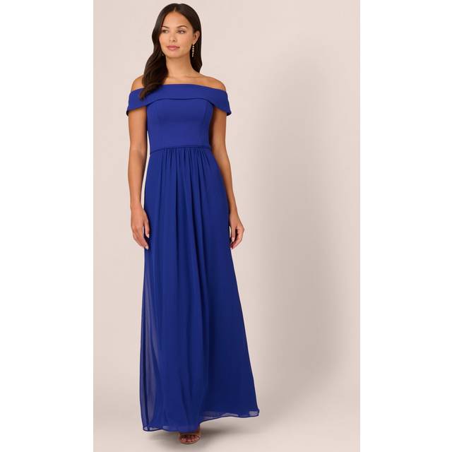 Adrianna Papell Crepe Chiffon Gown - Royal Sapphire