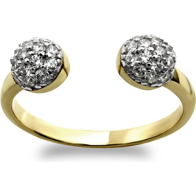 Jewelco London Ladies Solid 9ct Yellow Gold White Round Brilliant Cubic Zirconia Torque Toe Ring - JTR012